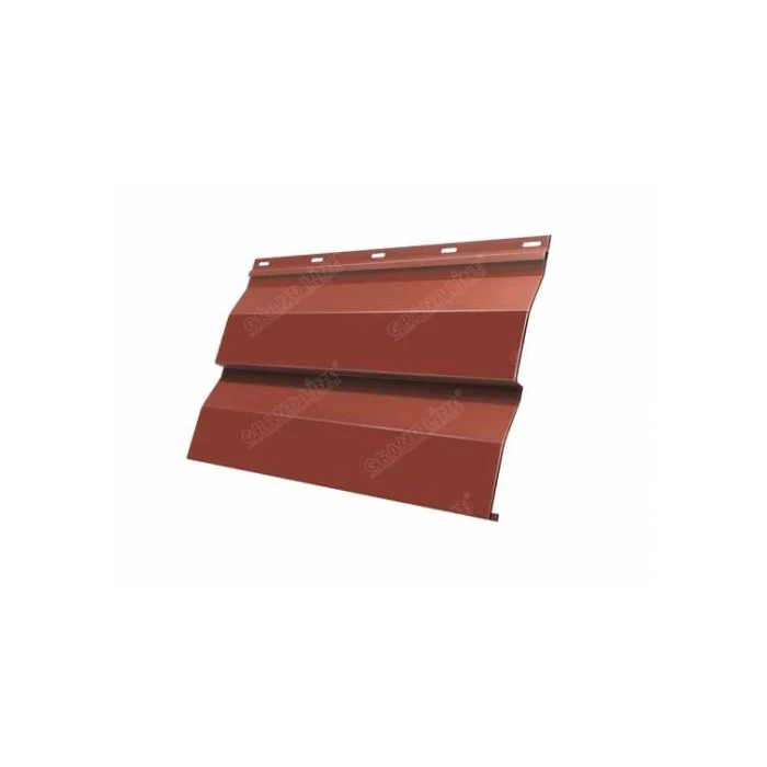 Металлический сайдинг Grand Line Корабельная Доска 0.45 мм Drap с пленкой RAL 8004 терракота